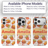 Kawaii Burger Fries Hotdog Fast Printed Design Custom Name Protective Phone Case Mobile Cover Durable Everyday Smartphone Shock Resistant