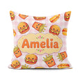 Custom Name Kawaii Burger Hotdog Fast Food Pink Gingham Seamless Square Filled Cushion Throw Pillow Sofa Bed Home Decor Zip Washable UK Made
