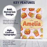 Personalised Name Kawaii Burger Fries Custom Modern Room Accent Creative Decorator Style Canvas Wall Art Print Decor Picture Ready to Hang
