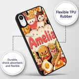 Cute Kawaii Fast Food Collage Burger Pizza Fries Custom Name Protective Phone Case Mobile Cover Durable Everyday Smartphone Shock Resistant