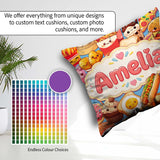 Custom Name Kawaii Fast Food Collage Burger Pizza Fries Seamless Square Filled Cushion Throw Pillow Sofa Bed Home Decor Zip Washable UK Made