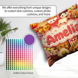 Custom Name Kawaii Fast Food Collage Burger Pizza Fries Seamless Square Filled Cushion Throw Pillow Sofa Bed Home Decor Zip Washable UK Made