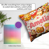 Custom Name Kawaii Fast Food Collage Burger Pizza Fries Seamless Square Filled Cushion Throw Pillow Sofa Bed Home Decor Zip Washable UK Made