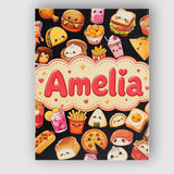 Personalised Name Kawaii Fast Food Burger Custom  Unique Gift Idea Elegant Feature Canvas Wall Art Print Decor Picture Ready to Hang