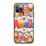 Kawaii Fast Food Burger Sushi Taco Pizza Blue Custom Name Protective Phone Case Mobile Cover Durable Everyday Smartphone Shock Resistant