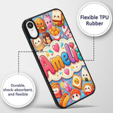Kawaii Fast Food Burger Sushi Taco Pizza Blue Custom Name Protective Phone Case Mobile Cover Durable Everyday Smartphone Shock Resistant