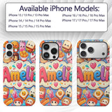 Kawaii Fast Food Burger Sushi Taco Pizza Blue Custom Name Protective Phone Case Mobile Cover Durable Everyday Smartphone Shock Resistant