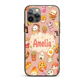 Kawaii Fast Food Burger Sushi Taco Pizza Beige Custom Name Protective Phone Case Mobile Cover Durable Everyday Smartphone Shock Resistant