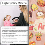 Kawaii Fast Food Burger Sushi Taco Pizza Beige Seamless Pattern  Personalised Custom Name Super Soft Fleece Blanket Bed Sofa Throw