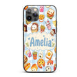 Kawaii Fast Food Burger Sushi Taco Pizza Blue Custom Name Protective Phone Case Mobile Cover Durable Everyday Smartphone Shock Resistant