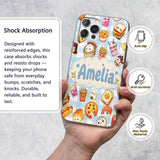 Kawaii Fast Food Burger Sushi Taco Pizza Blue Custom Name Protective Phone Case Mobile Cover Durable Everyday Smartphone Shock Resistant