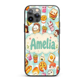 Kawaii Fast Food Burger Sushi Taco Pizza Mint Custom Name Protective Phone Case Mobile Cover Durable Everyday Smartphone Shock Resistant