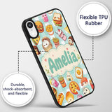 Kawaii Fast Food Burger Sushi Taco Pizza Mint Custom Name Protective Phone Case Mobile Cover Durable Everyday Smartphone Shock Resistant