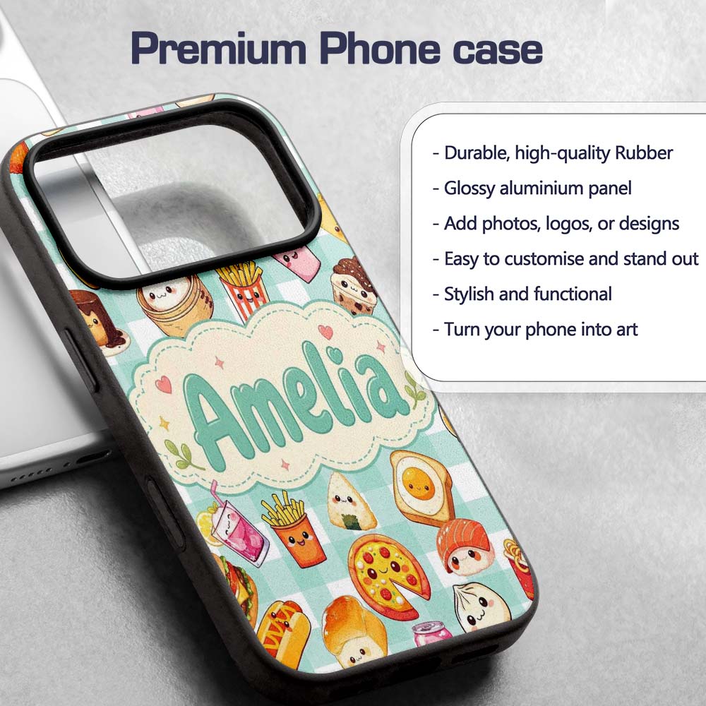 Kawaii Fast Food Burger Sushi Taco Pizza Mint Custom Name Protective Phone Case Mobile Cover Durable Everyday Smartphone Shock Resistant