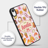Kawaii Fast Food Burger Sushi Taco Pizza Pink Custom Name Protective Phone Case Mobile Cover Durable Everyday Smartphone Shock Resistant