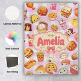 Personalised Name Kawaii Fast Food Burger Custom  Unique Gift Idea Elegant Feature Canvas Wall Art Print Decor Picture Ready to Hang