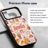 Kawaii Fast Food Burger Sushi Taco Pizza Pink Custom Name Protective Phone Case Mobile Cover Durable Everyday Smartphone Shock Resistant