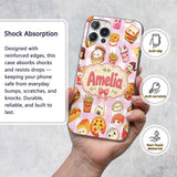 Kawaii Fast Food Burger Sushi Taco Pizza Pink Custom Name Protective Phone Case Mobile Cover Durable Everyday Smartphone Shock Resistant