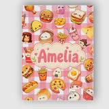 Personalised Name Kawaii Fast Food Burger Custom  Unique Gift Idea Elegant Feature Canvas Wall Art Print Decor Picture Ready to Hang