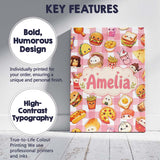 Personalised Name Kawaii Fast Food Burger Custom  Unique Gift Idea Elegant Feature Canvas Wall Art Print Decor Picture Ready to Hang