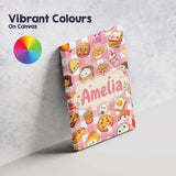Personalised Name Kawaii Fast Food Burger Custom  Unique Gift Idea Elegant Feature Canvas Wall Art Print Decor Picture Ready to Hang