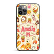 Kawaii Fast Food Burger Sushi Taco Pizza Yellow Custom Name Protective Phone Case Mobile Cover Durable Everyday Smartphone Shock Resistant