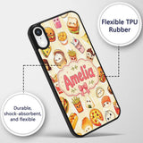 Kawaii Fast Food Burger Sushi Taco Pizza Yellow Custom Name Protective Phone Case Mobile Cover Durable Everyday Smartphone Shock Resistant