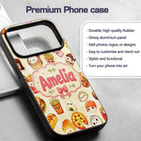 Kawaii Fast Food Burger Sushi Taco Pizza Yellow Custom Name Protective Phone Case Mobile Cover Durable Everyday Smartphone Shock Resistant