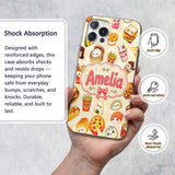 Kawaii Fast Food Burger Sushi Taco Pizza Yellow Custom Name Protective Phone Case Mobile Cover Durable Everyday Smartphone Shock Resistant