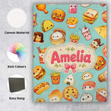 Personalised Name Kawaii Fast Food Burger Custom  Unique Gift Idea Elegant Feature Canvas Wall Art Print Decor Picture Ready to Hang