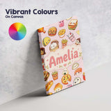 Personalised Name Kawaii Fast Food Burger Custom  Unique Gift Idea Elegant Feature Canvas Wall Art Print Decor Picture Ready to Hang