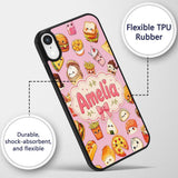 Kawaii Fast Food Burger Sushi Taco Pizza Blush Custom Name Protective Phone Case Mobile Cover Durable Everyday Smartphone Shock Resistant