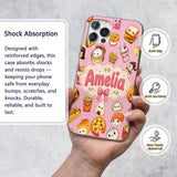 Kawaii Fast Food Burger Sushi Taco Pizza Blush Custom Name Protective Phone Case Mobile Cover Durable Everyday Smartphone Shock Resistant