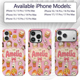 Kawaii Fast Food Burger Sushi Taco Pizza Blush Custom Name Protective Phone Case Mobile Cover Durable Everyday Smartphone Shock Resistant