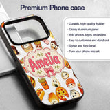 Kawaii Fast Food Burger Sushi Taco Pizza Grey Custom Name Protective Phone Case Mobile Cover Durable Everyday Smartphone Shock Resistant