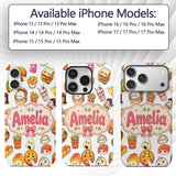 Kawaii Fast Food Burger Sushi Taco Pizza Grey Custom Name Protective Phone Case Mobile Cover Durable Everyday Smartphone Shock Resistant