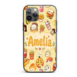 Kawaii Fast Food Burger Sushi Taco Pizza Beige Custom Name Protective Phone Case Mobile Cover Durable Everyday Smartphone Shock Resistant