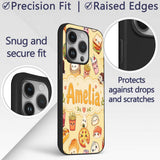Kawaii Fast Food Burger Sushi Taco Pizza Beige Custom Name Protective Phone Case Mobile Cover Durable Everyday Smartphone Shock Resistant