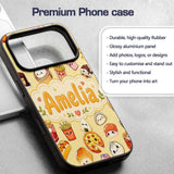 Kawaii Fast Food Burger Sushi Taco Pizza Beige Custom Name Protective Phone Case Mobile Cover Durable Everyday Smartphone Shock Resistant