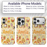 Kawaii Fast Food Burger Sushi Taco Pizza Beige Custom Name Protective Phone Case Mobile Cover Durable Everyday Smartphone Shock Resistant