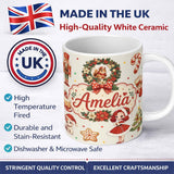 Personalized Custom Name Cute Christmas Nutcracker Wreath Cake Candy Cane Girl Tree Cream 11oz Ceramic Coffee Tea Mug White Large Handle
