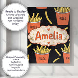 Personalised Name Cute French Fries Cartoon Custom  Bespoke Interior Contemporary Canvas Wall Art Print Decor Picture Ready to Hang