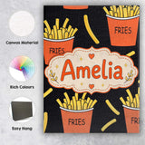 Personalised Name Cute French Fries Cartoon Custom  Bespoke Interior Contemporary Canvas Wall Art Print Decor Picture Ready to Hang