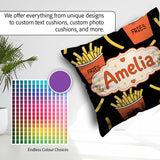 Custom Name Cute French Fries Cartoon Snack Food Black Seamless Square Filled Cushion Throw Pillow Sofa Bed Home Decor Zip Washable UK Made