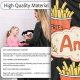 Cute French Fries Cartoon Snack Food Black Background Seamless  Personalised Custom Name Super Soft Fleece Blanket Bed Sofa Throw