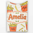 Cute French Fries Cartoon Snack Food Cream Background Seamless  Personalised Custom Name Super Soft Fleece Blanket Bed Sofa Throw