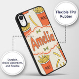 Cute French Fries Cartoon Snack Printed Design Custom Name Protective Phone Case Mobile Cover Durable Everyday Smartphone Shock Resistant