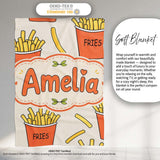 Cute French Fries Cartoon Snack Food Cream Background Seamless  Personalised Custom Name Super Soft Fleece Blanket Bed Sofa Throw