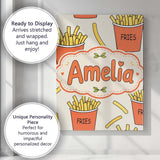 Personalised Name Cute French Fries Cartoon Custom  Bespoke Interior Contemporary Canvas Wall Art Print Decor Picture Ready to Hang