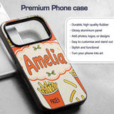 Cute French Fries Cartoon Snack Printed Design Custom Name Protective Phone Case Mobile Cover Durable Everyday Smartphone Shock Resistant